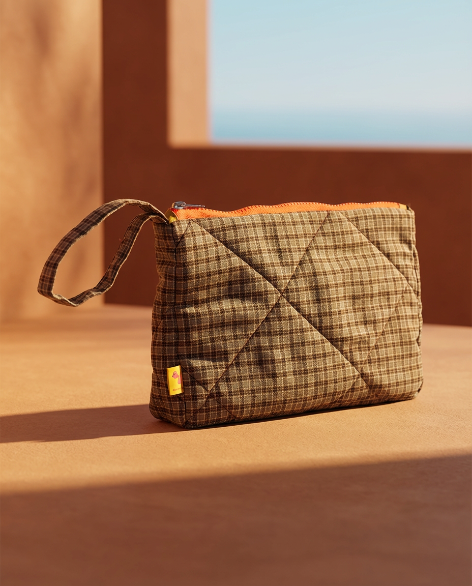 Toiletry Pouch checkered khaki