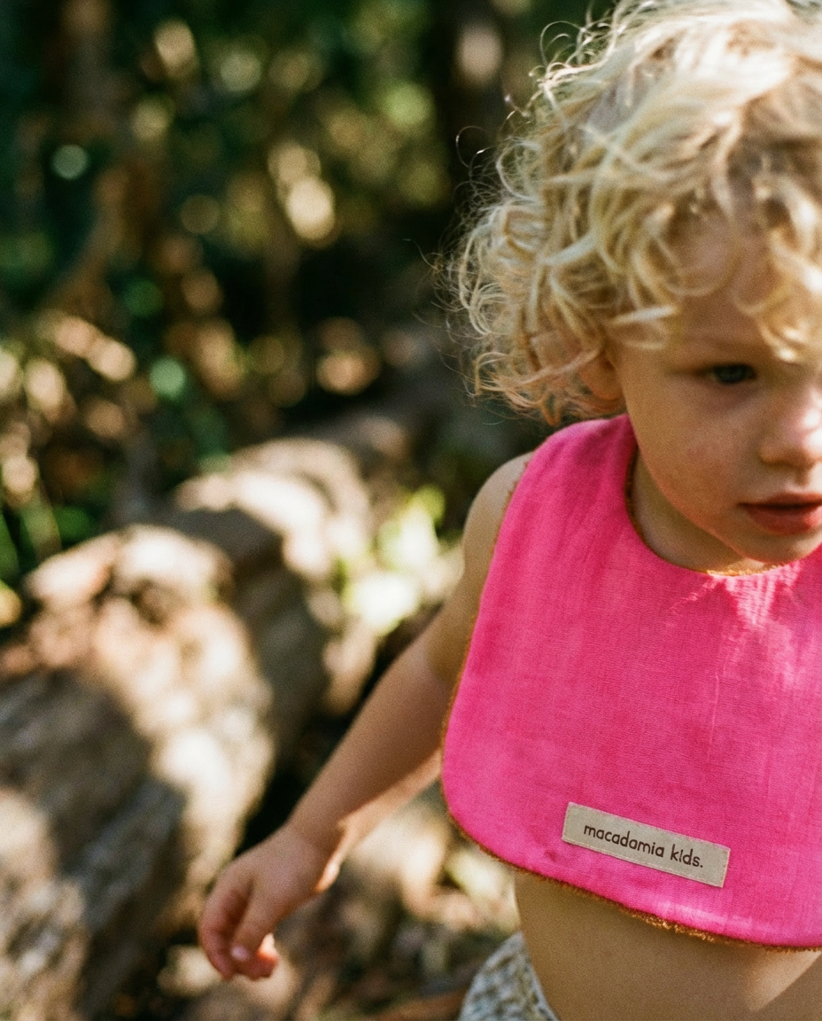 Reversible Bib orange/fuchsia cotton terry