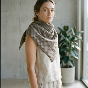 Scarf Cape checkered khaki