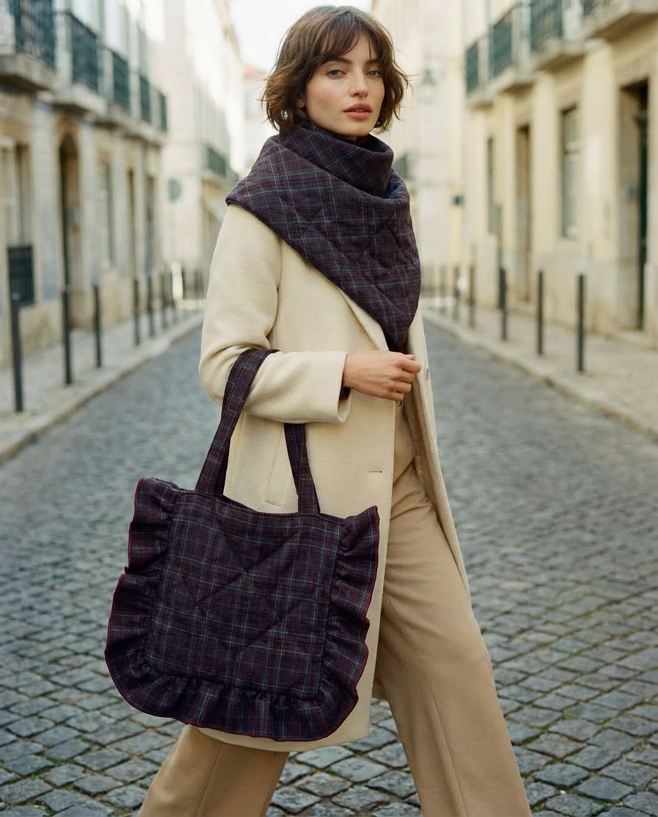 Scarf Cape checkered brown