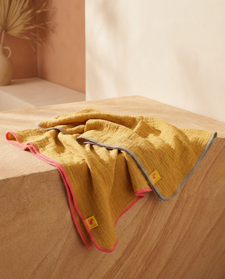 Pack of 2 Muslin Cloths Organic Cotton CURRY