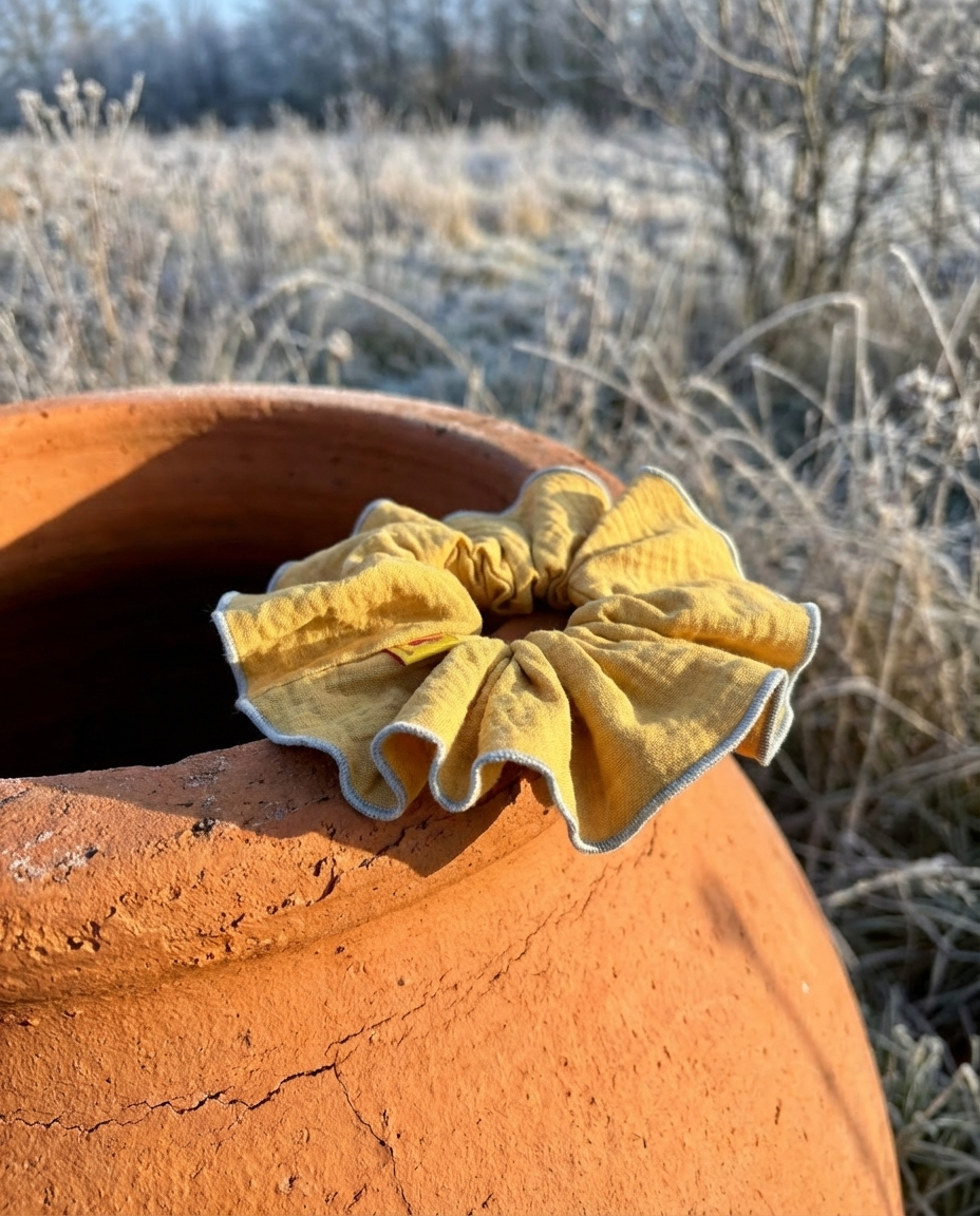 XL Scrunchie muslin curry