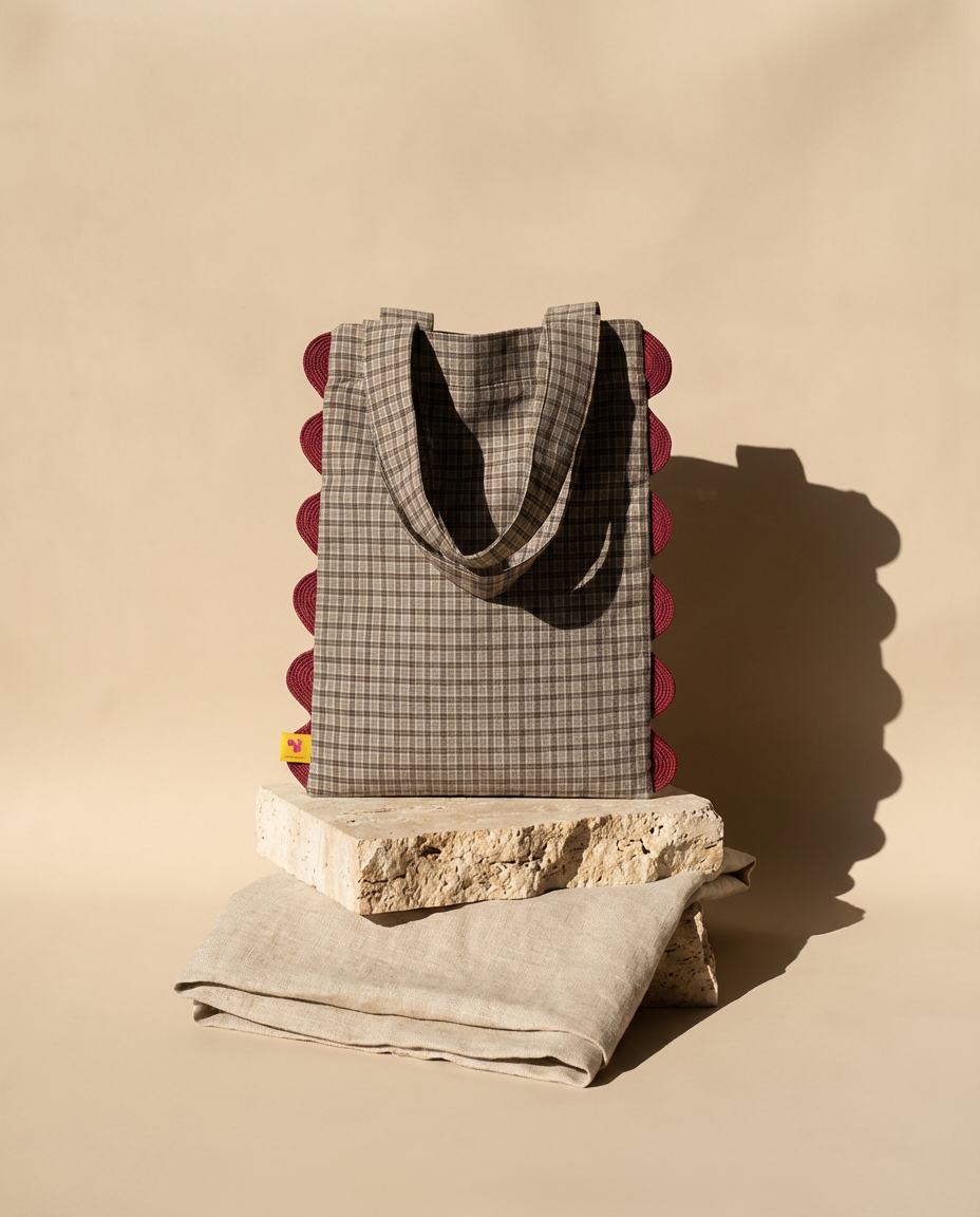Tote Portobello checkered khaki