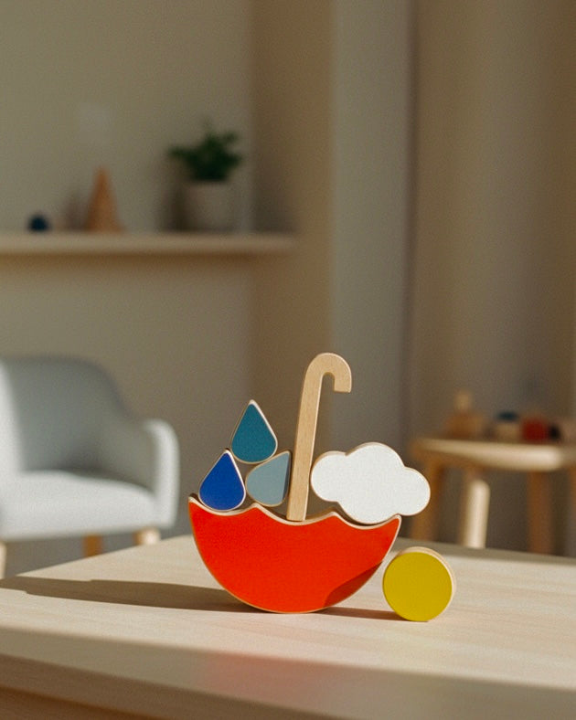 Wooden Toy Red Umbrella