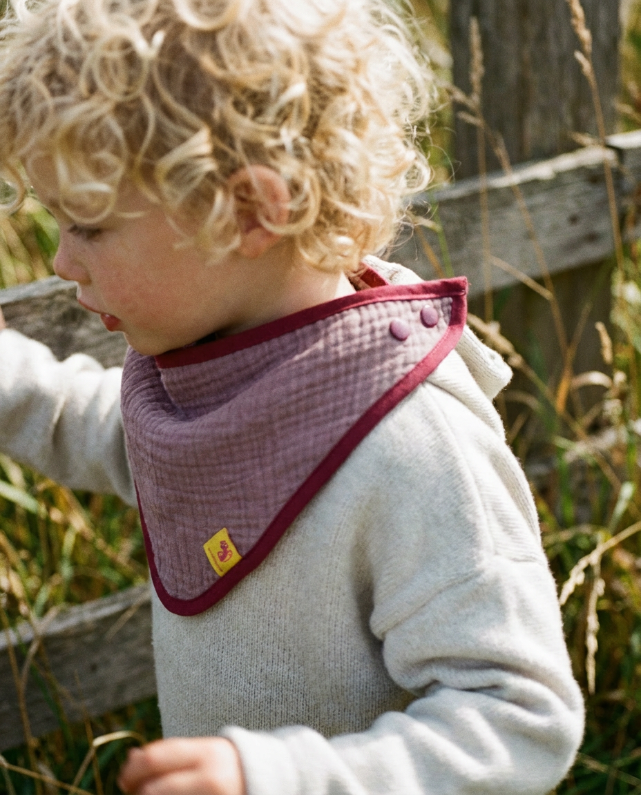 Bandana Bib CAMELIA muslin mauve