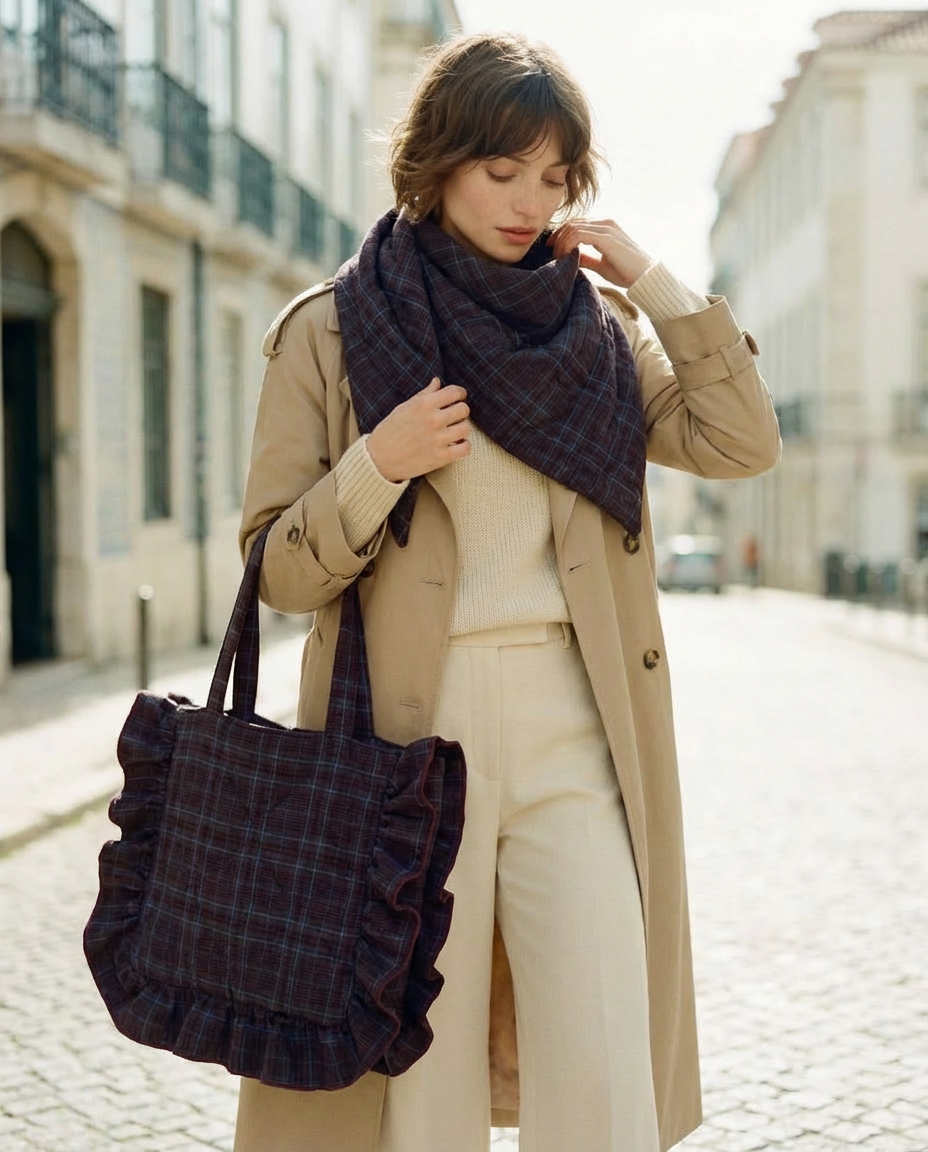 Scarf Cape checkered brown