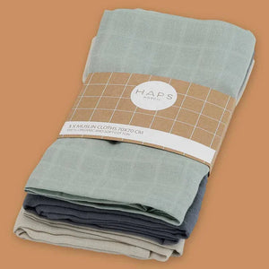 Pack of 3 Muslin Cloths de organic cotton (available in 2 colors)