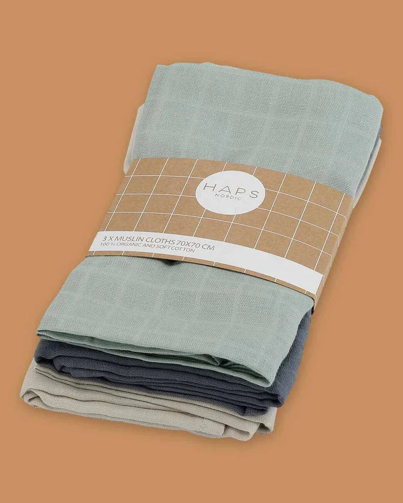 Pack of 3 Muslin Cloths de organic cotton (available in 2 colors)