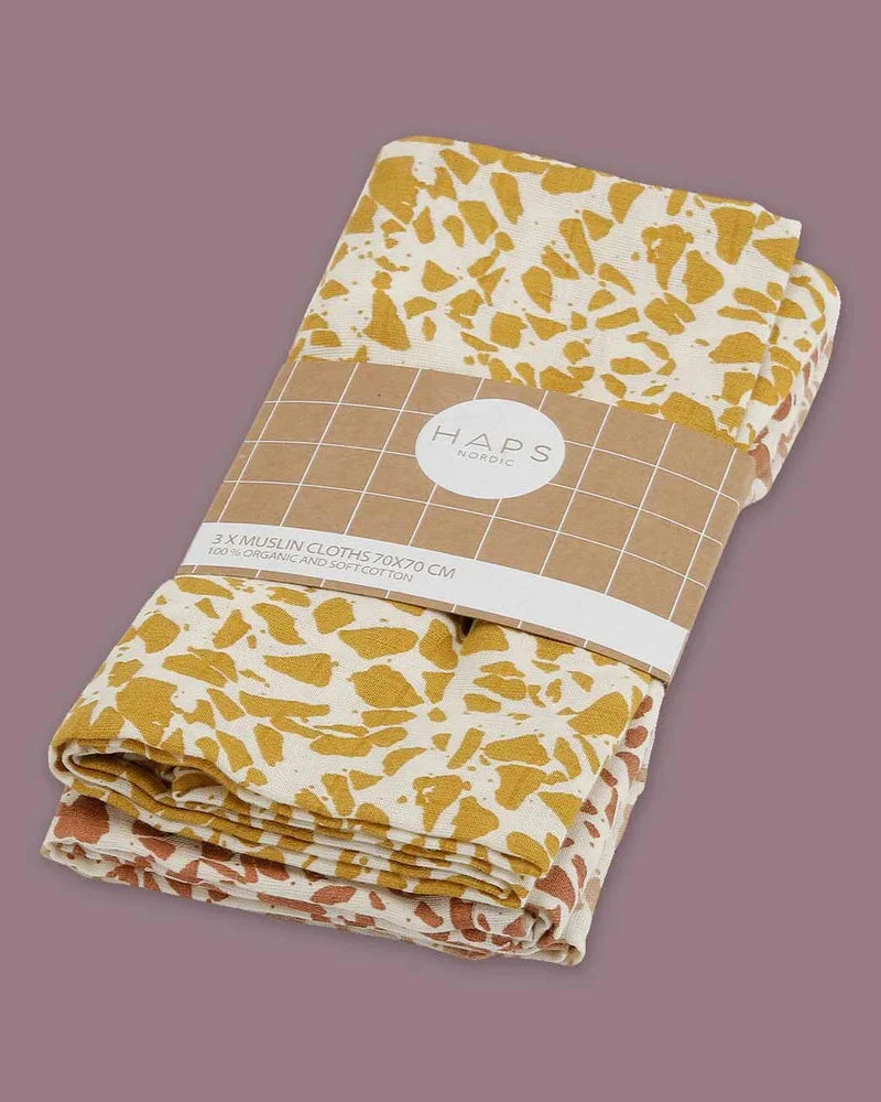 Pack of 3 Muslin Cloths de organic cotton (available in 2 colors)