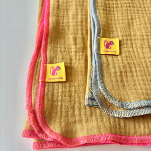 Pack of 2 Muslin Cloths Organic Cotton CURRY