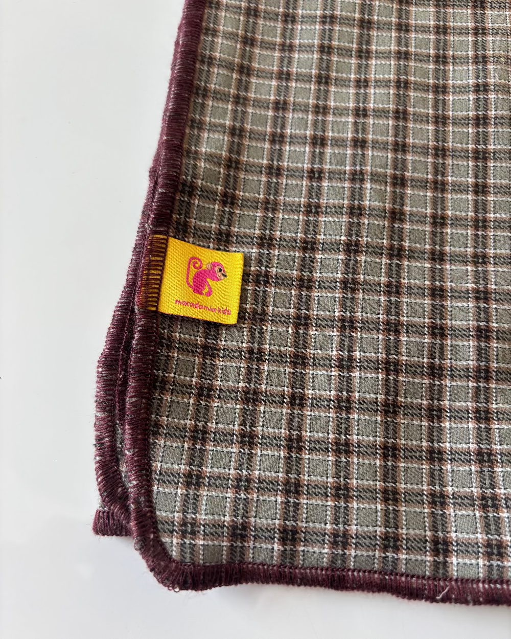 Muslin de organic cotton CUADROS & BURGUNDY