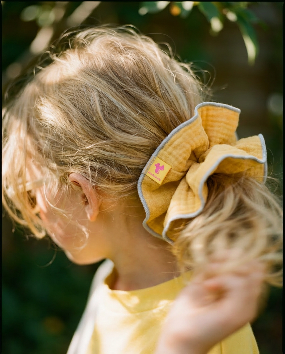 XL Scrunchie muslin curry