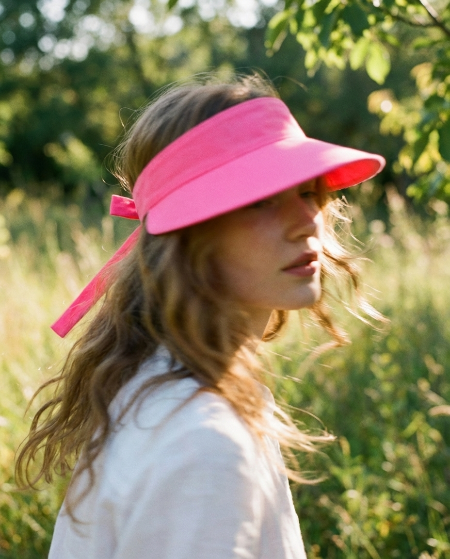 Visera with back bow fuchsia