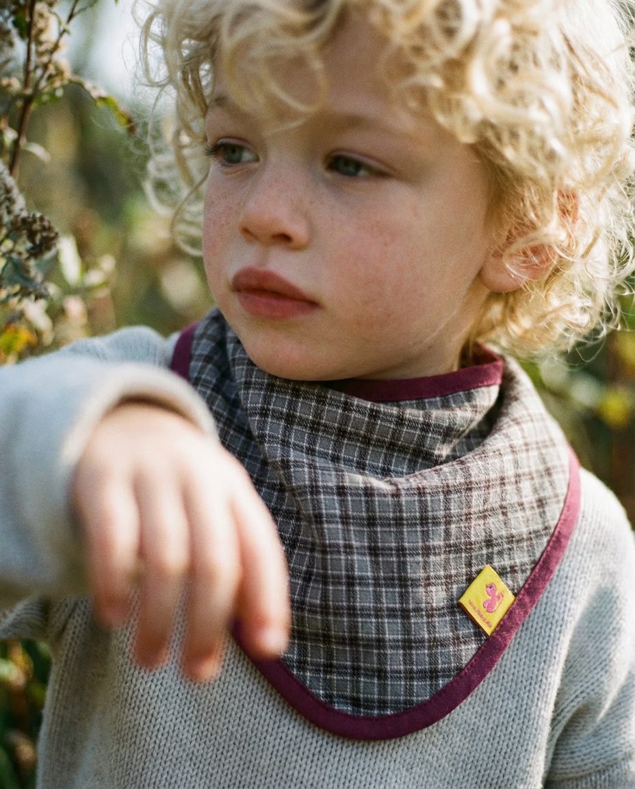 Bandana Bib CAMELIA checkered khaki