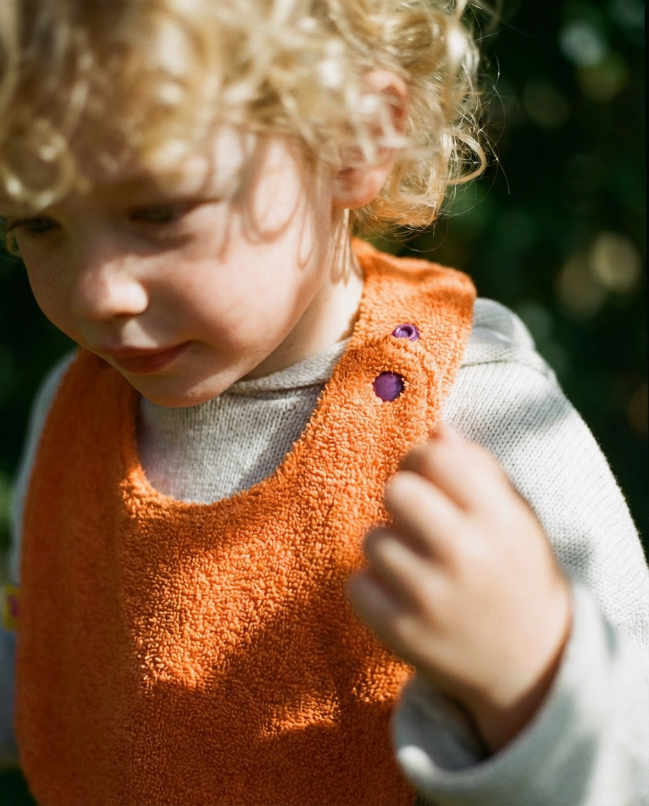 Reversible Bib terry orange/muslin mauve