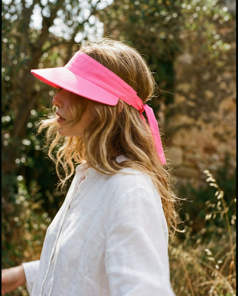 Visera with back bow fuchsia