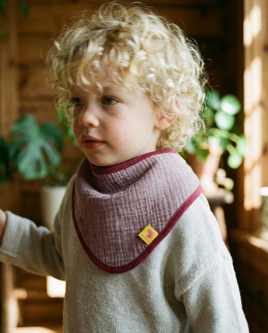 Bandana Bib CAMELIA muslin mauve
