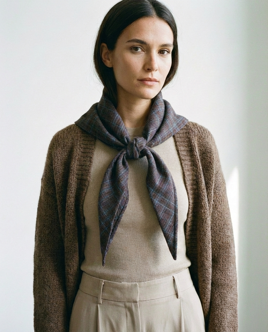 Scarf Cape checkered brown