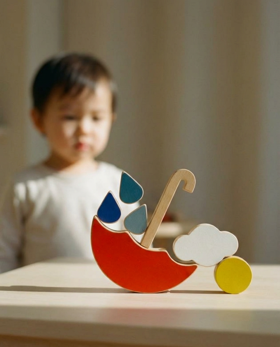 Wooden Toy Red Umbrella