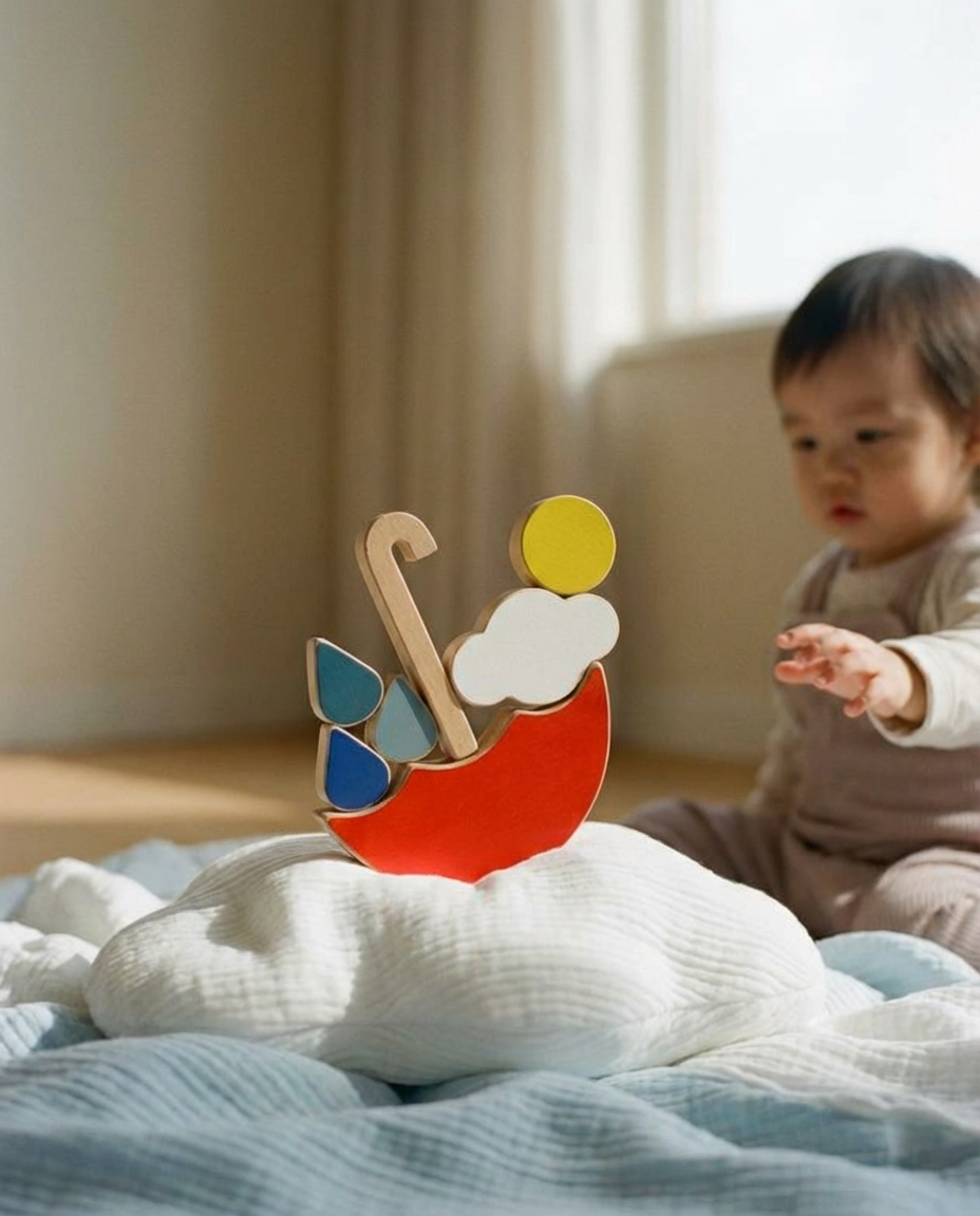 Wooden Toy Red Umbrella