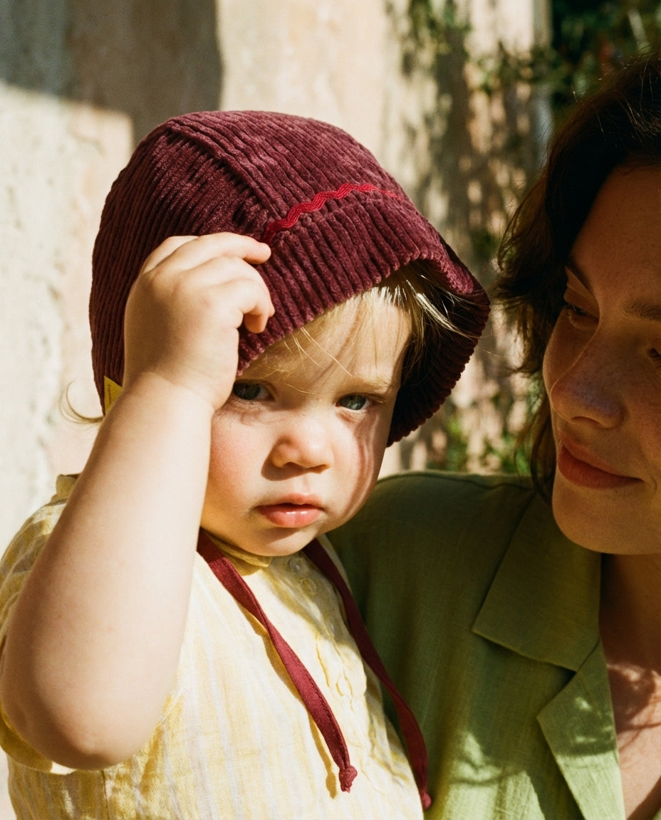 Bonnet baby corduroy burgundy