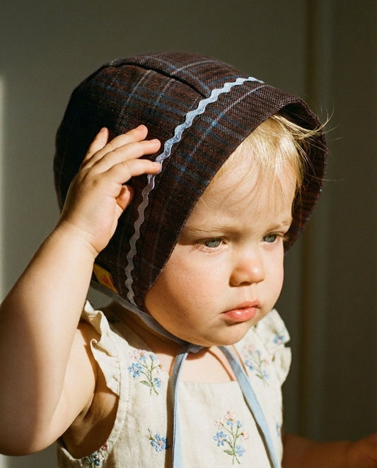 Bonnet baby checkered blue