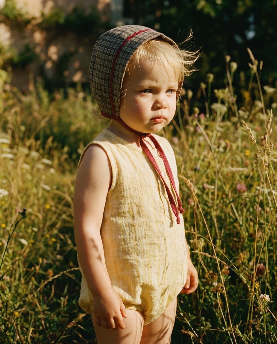 Bonnet baby checkered khaki