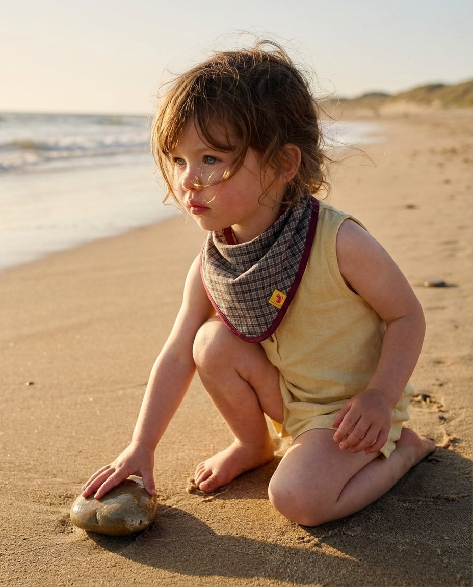 Bandana Bib CAMELIA checkered khaki