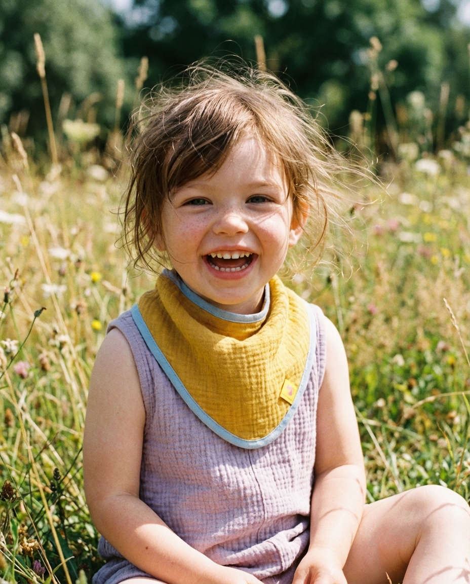 Bandana Bib CAMELIA muslin curry