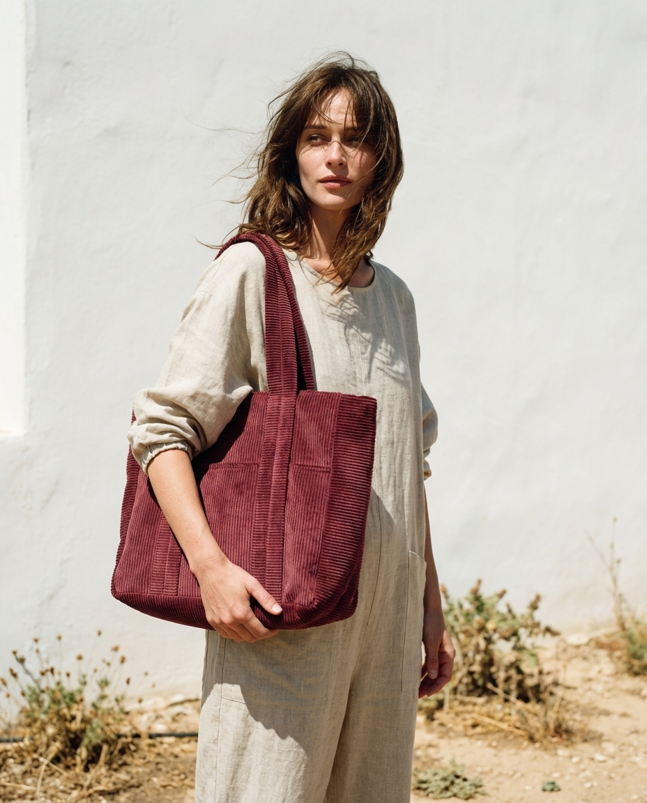 Burgundy Corduroy Bag Albahaca