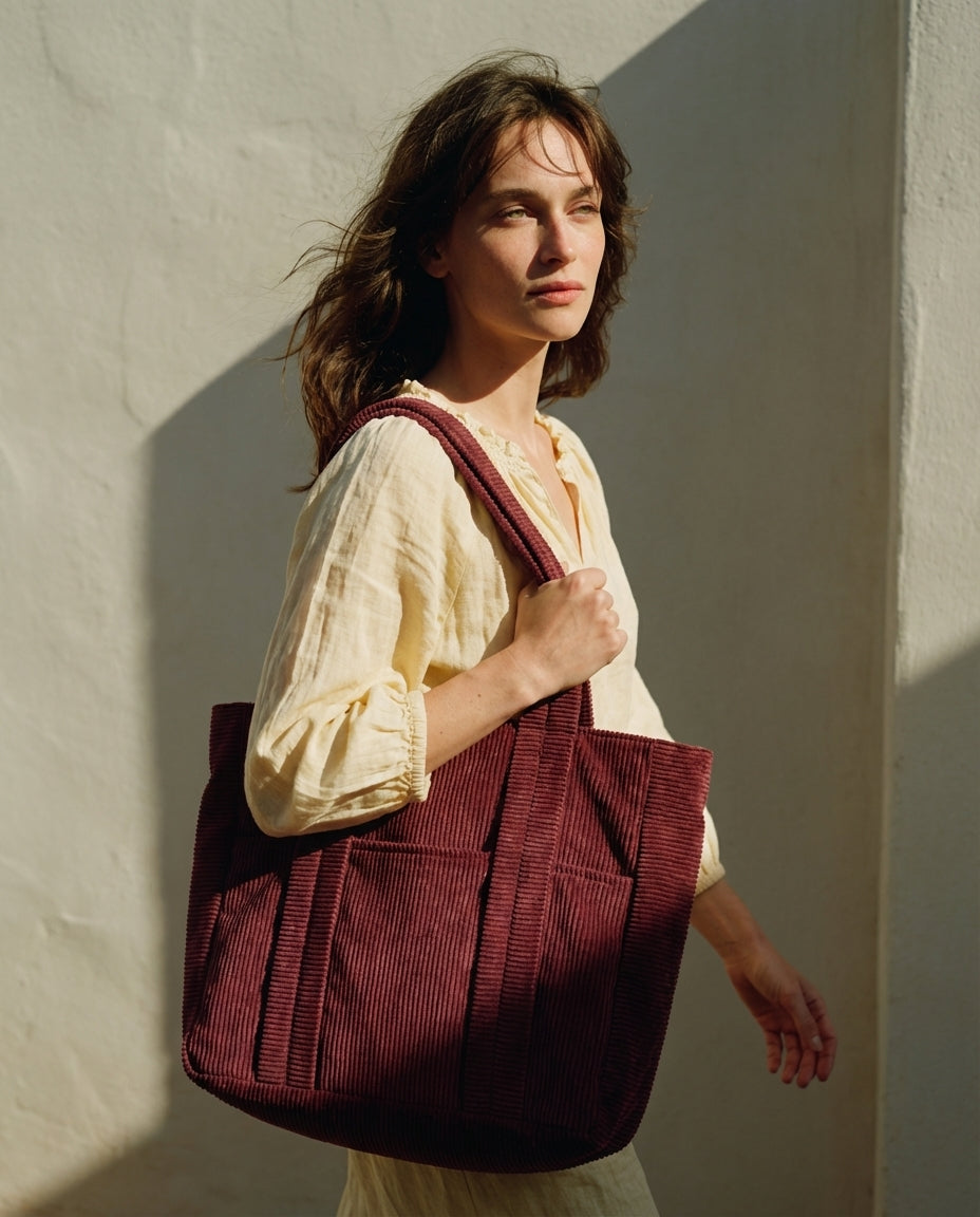 Burgundy Corduroy Bag Albahaca