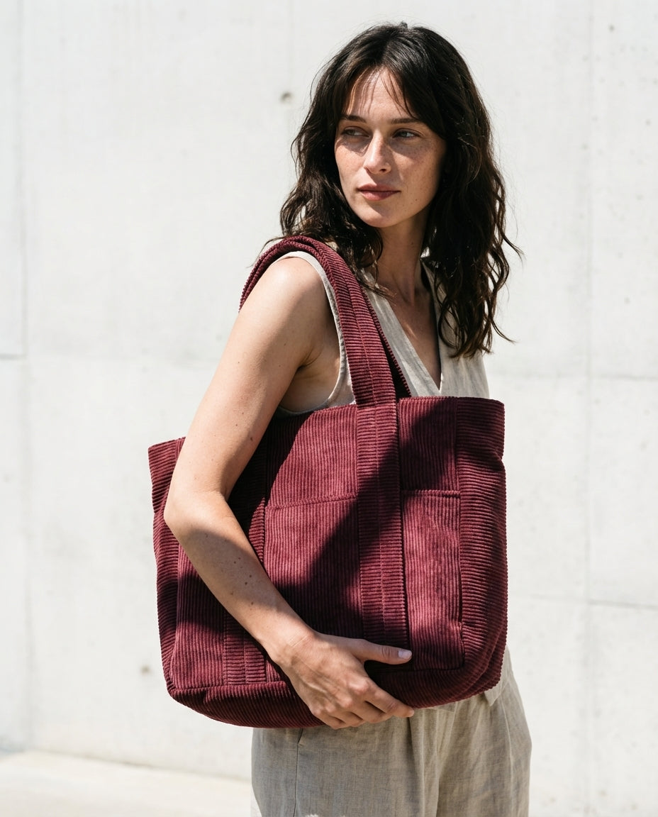 Burgundy Corduroy Bag Albahaca
