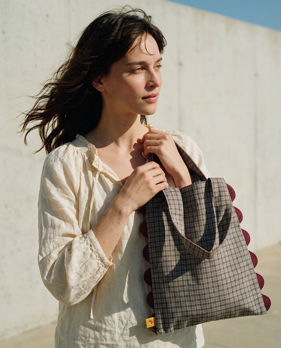 Tote Portobello checkered khaki