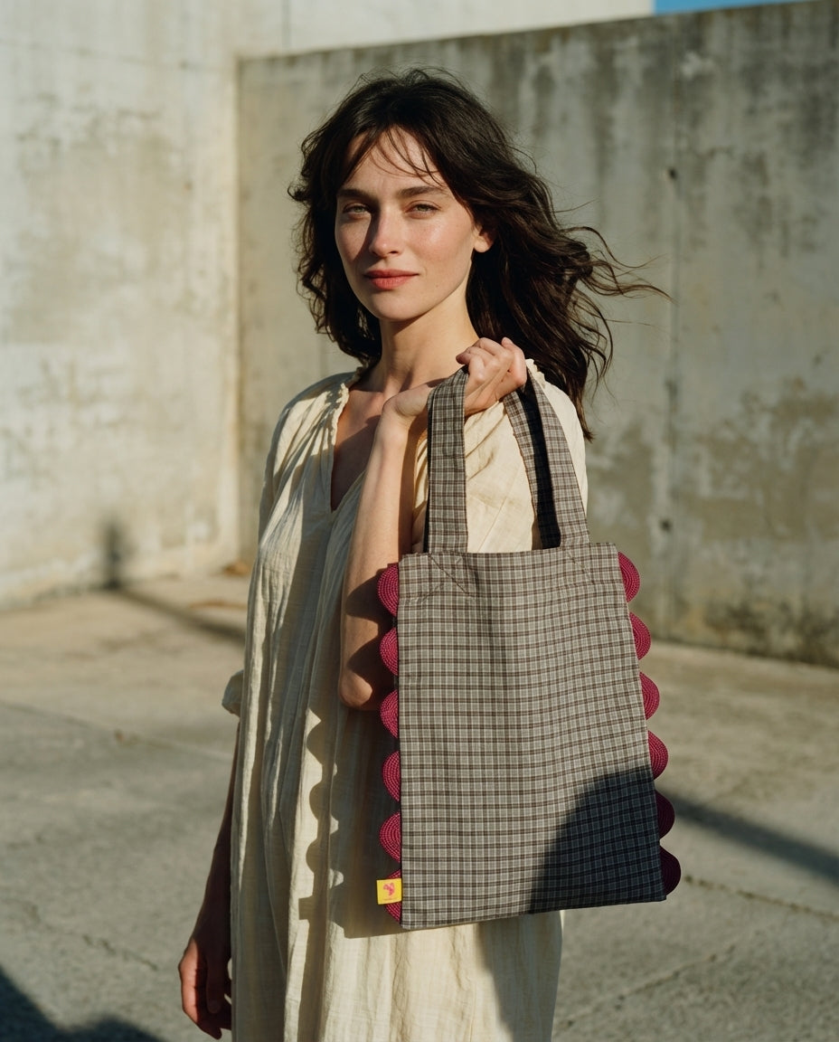 Tote Portobello checkered khaki