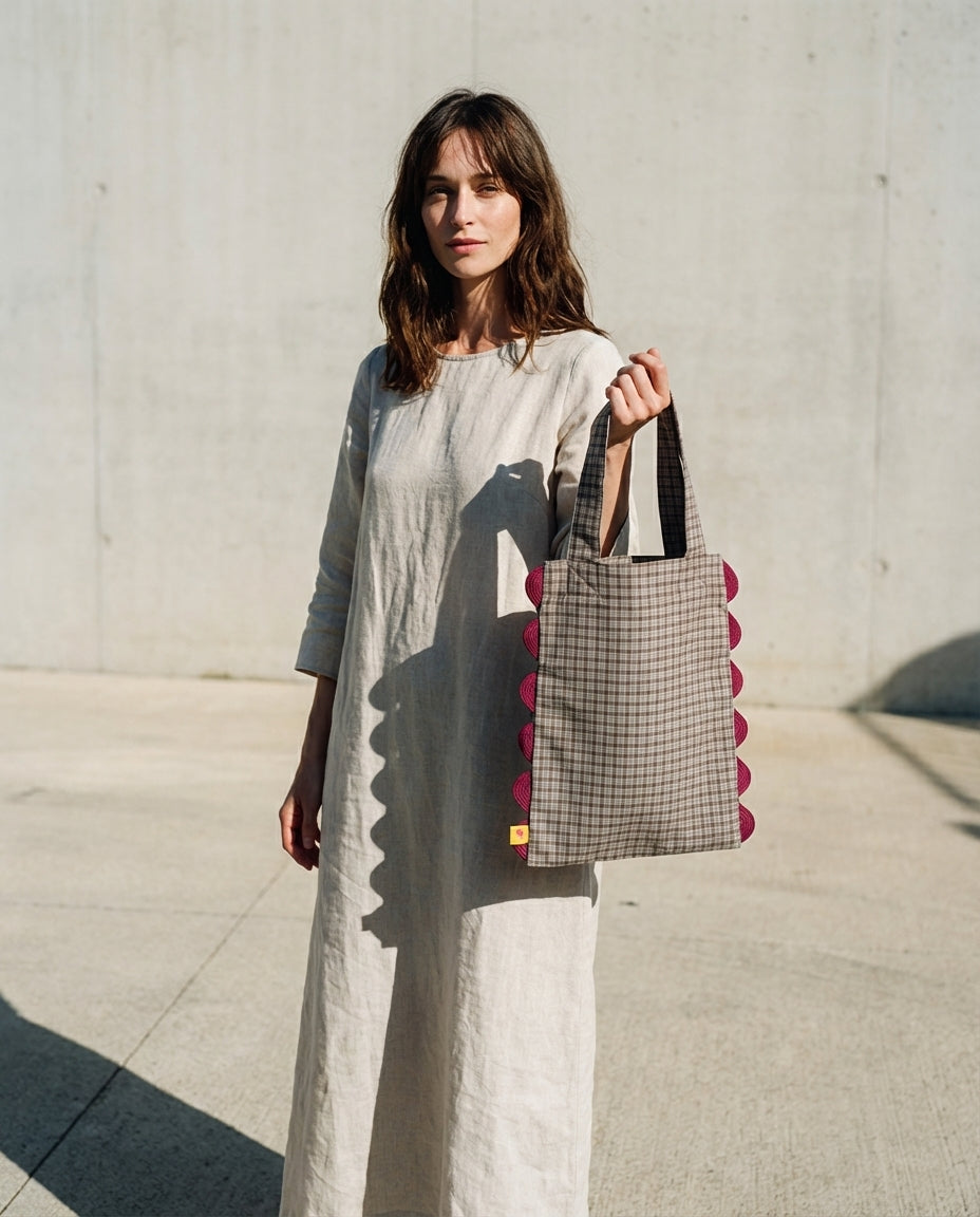Tote Portobello checkered khaki