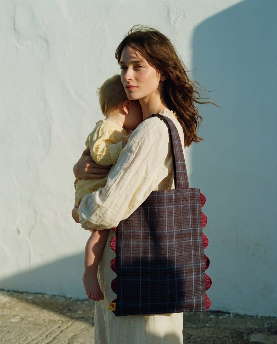 Tote Bag Portobello checkered brown