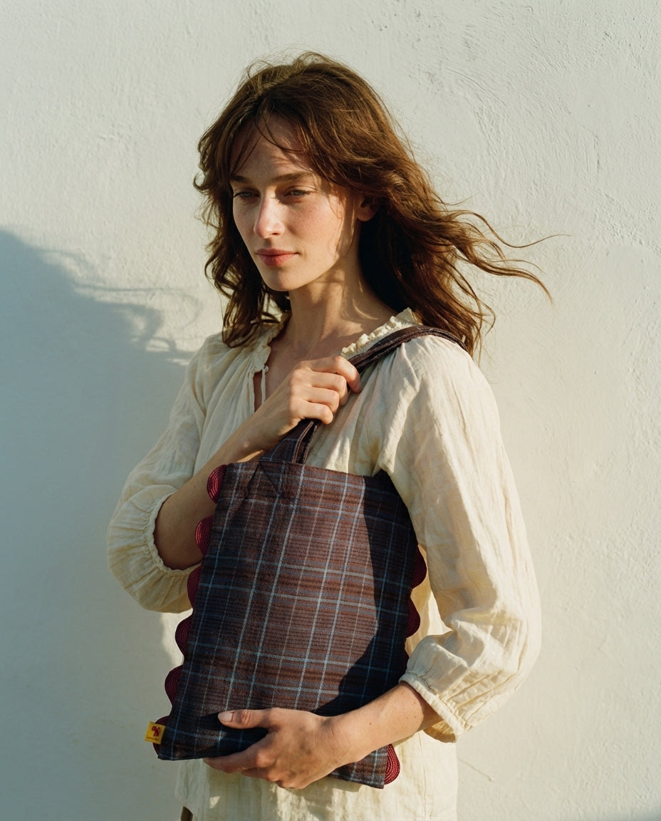 Tote Bag Portobello checkered brown