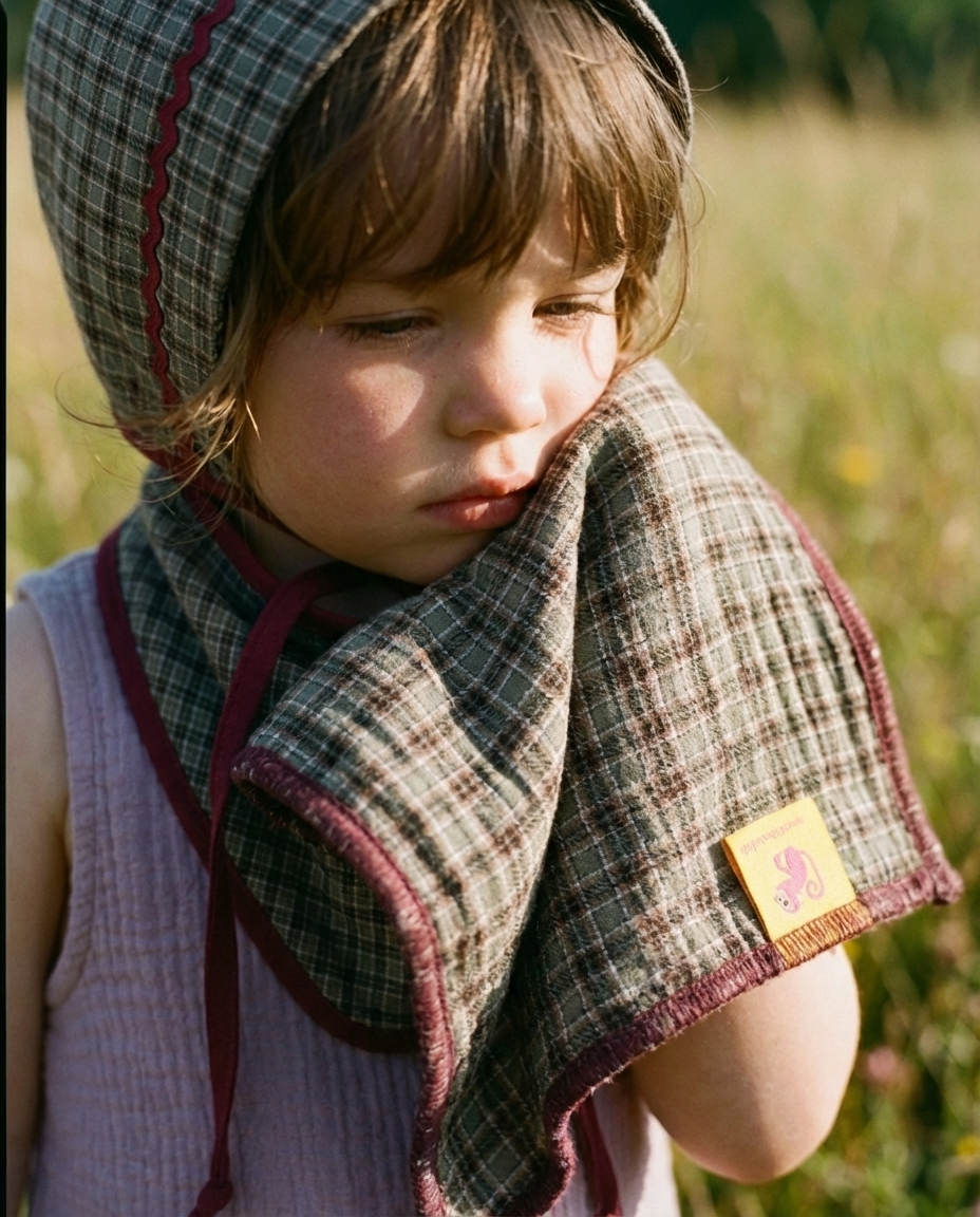 Muslin de organic cotton CUADROS & BURGUNDY