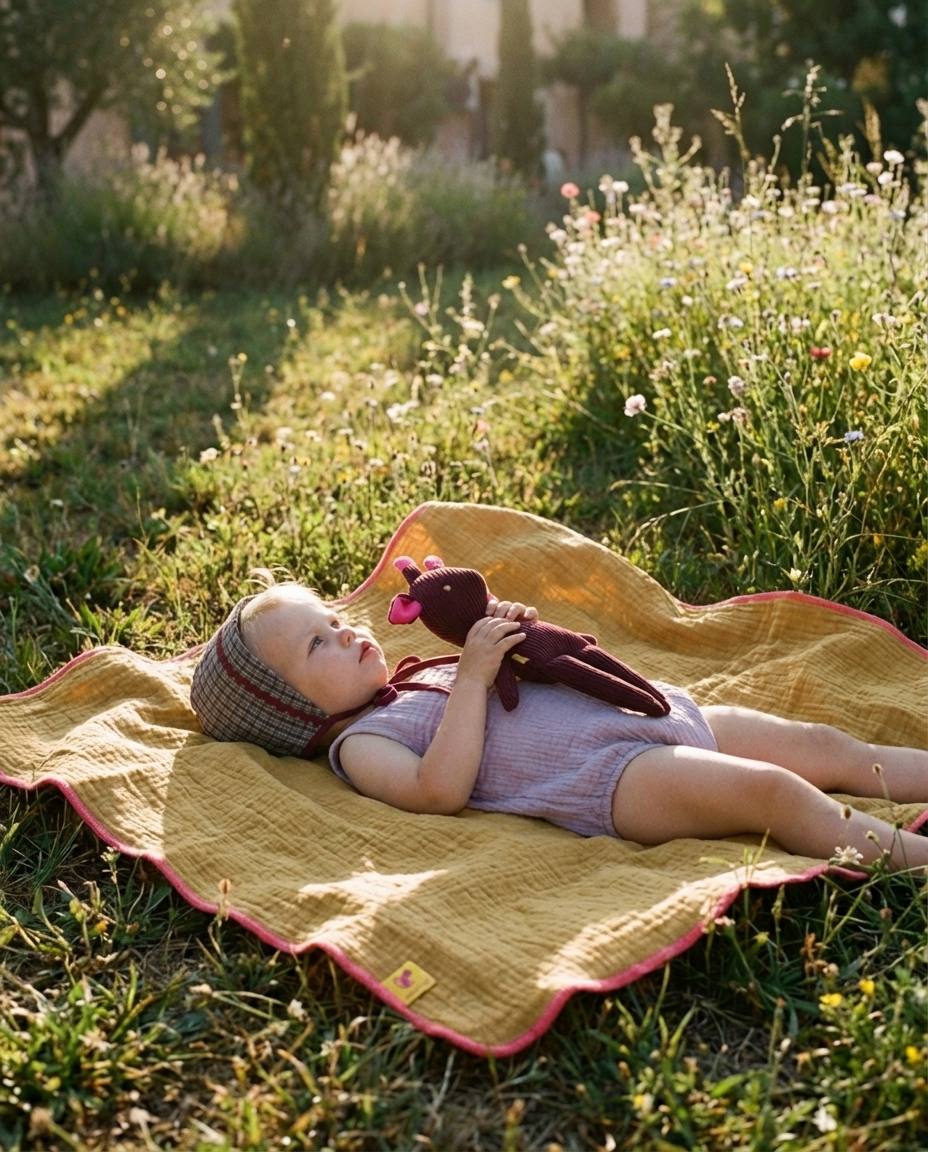 Muslin de Organic Cotton CURRY & FUCSIA