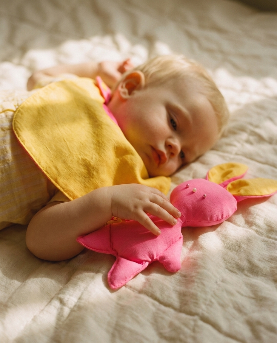 Reversible Bib yellow/fuchsia