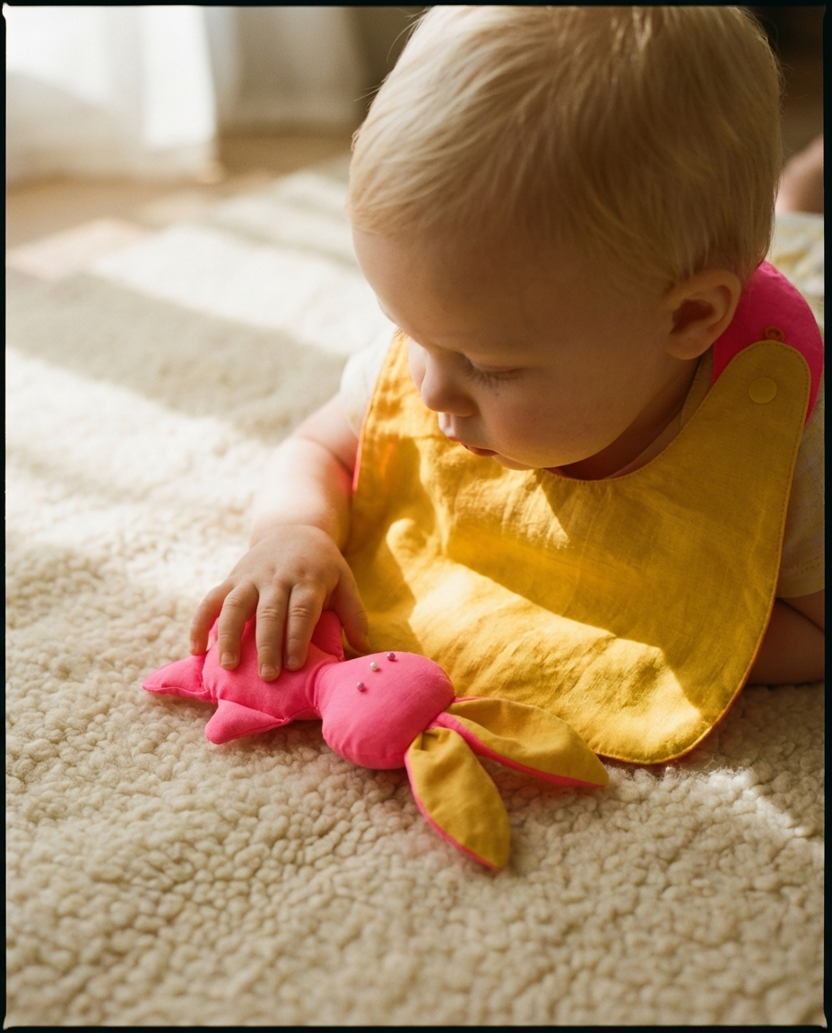 Reversible Bib yellow/fuchsia