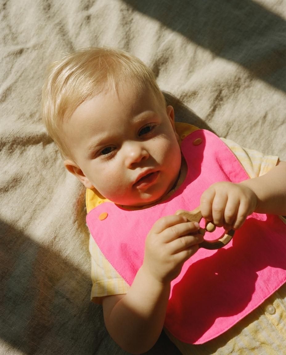Reversible Bib fuchsia y yellow