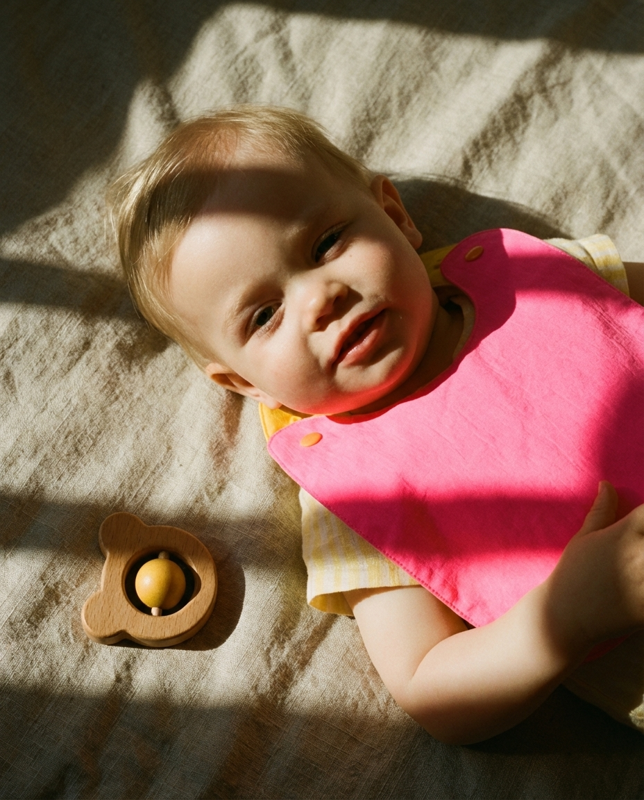 Reversible Bib fuchsia y yellow