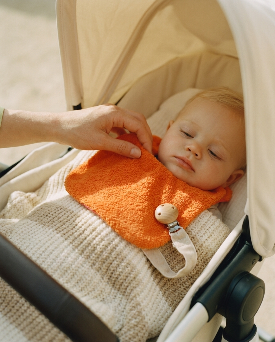 Reversible Bib orange/fuchsia cotton terry